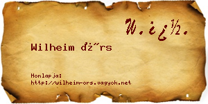Wilheim Örs névjegykártya