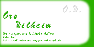 ors wilheim business card